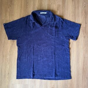 Criquet Navy Short-Sleeve Polo with Chest Pocket